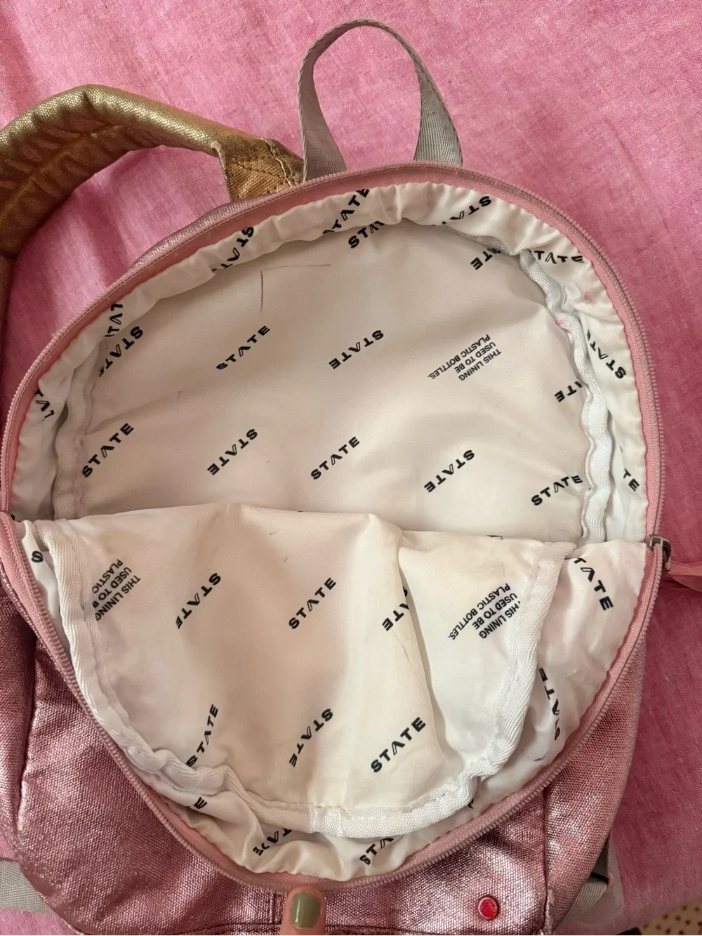 STATE Metallic Rose Pink Mini Backpack with Tassel
